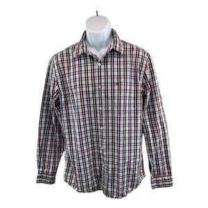 Mens Tommy Hilfiger Button Up Dress Shirt  Plaid Long Sleeve 80's 2 Ply Sz Large